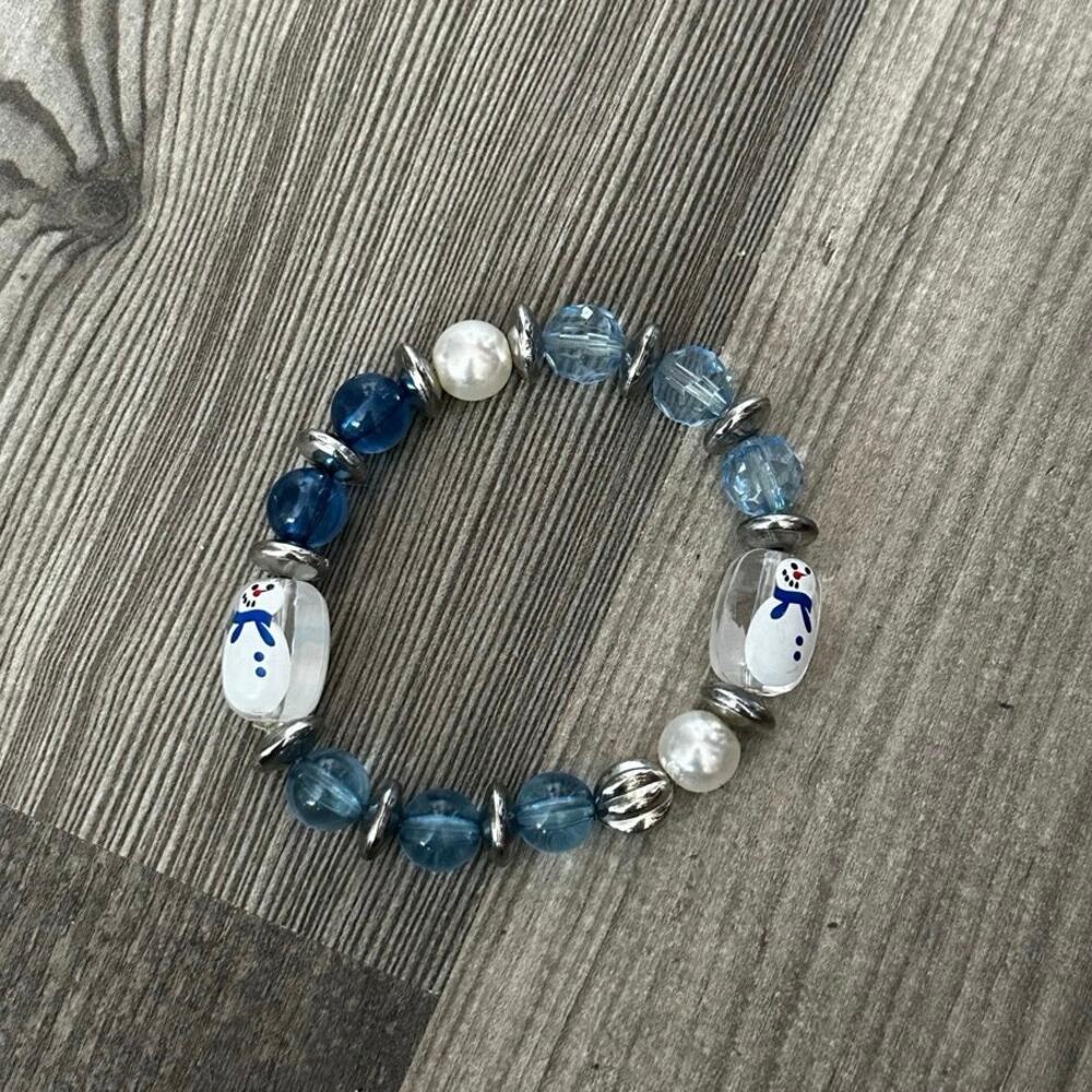 no brand blue snowman christmas bracelet